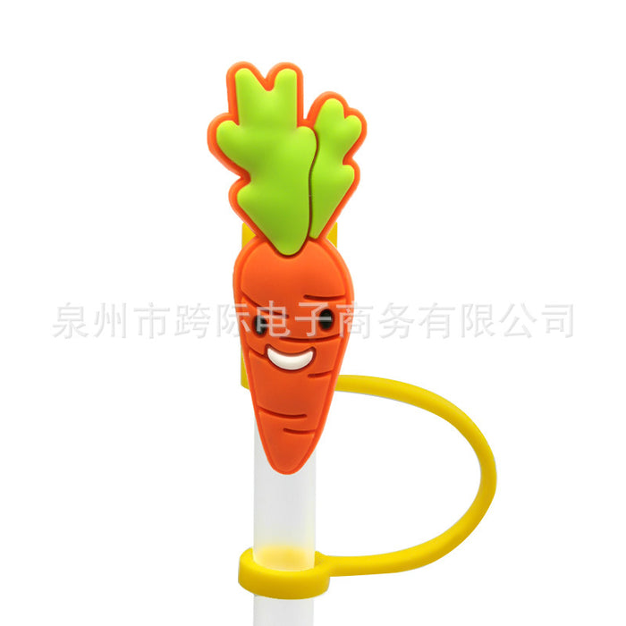 Wholesale 10pcs Silicone Plant Cartoon Straw Cover JDC-SCR-KuaJ005