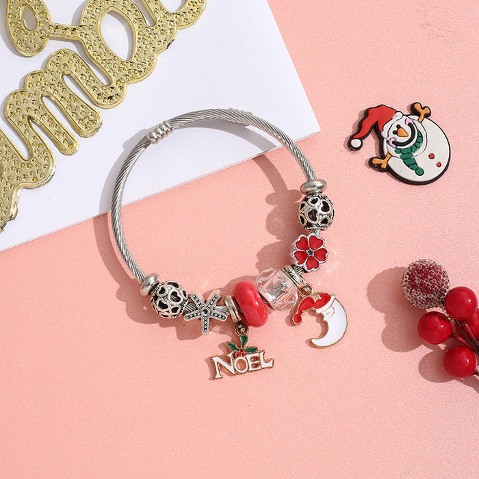 Wholesale Stainless Steel Christmas Beaded Bracelet MOQ≥2