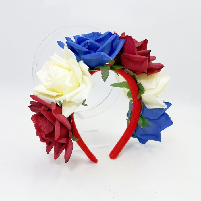 Wholesale American Independence Day Flag Fabric Red, White and Blue Rose Headband JDC-HD-YaY002