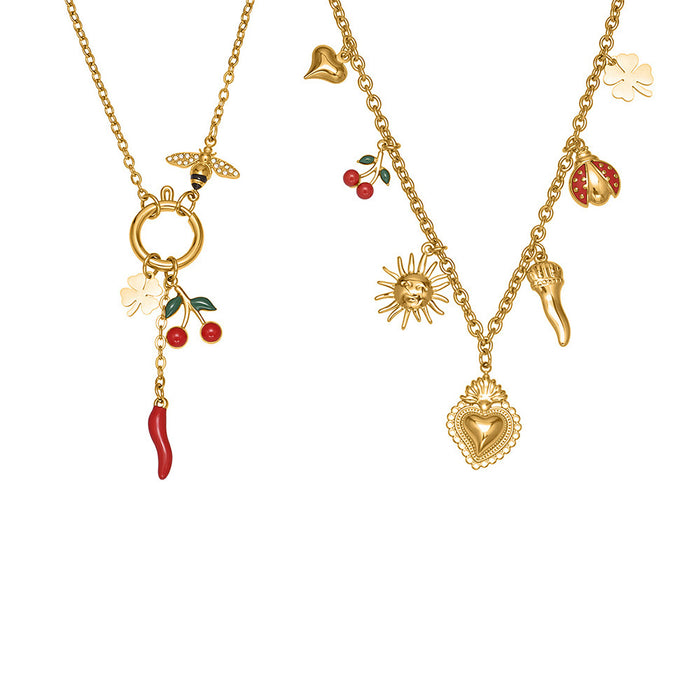 Wholesale Zircon Bee Drip Chili Pepper Clavicle Necklace