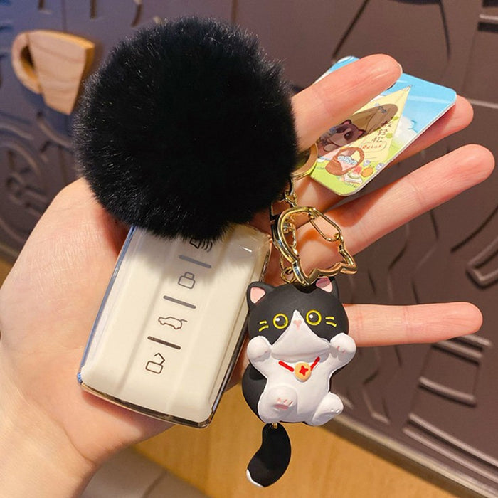 Wholesale Plush keychain Siamese cat pendant resin cat key chain