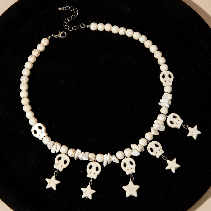 Wholesale Punk Style Skull Star Pendant Necklace Turquoise Vintage Accessory MOQ≥2