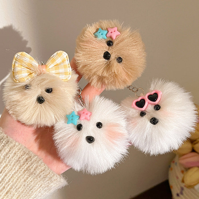 Wholesale Blush Little White Dog Plush Pendant Keychain