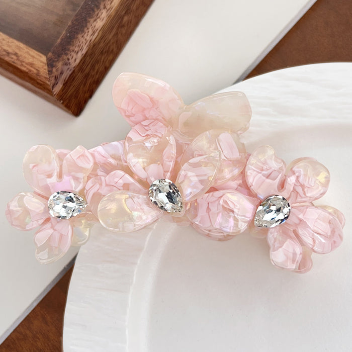 Wholesale Camellia Flower Rhinestone Acetate Hair Gripper - Fashion Accessory