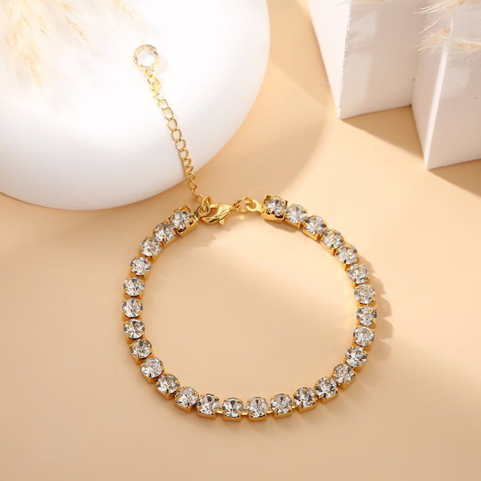 Wholesale Popular rhinestone claw chain versatile temperament bracelet copper plated real gold non fading accessory