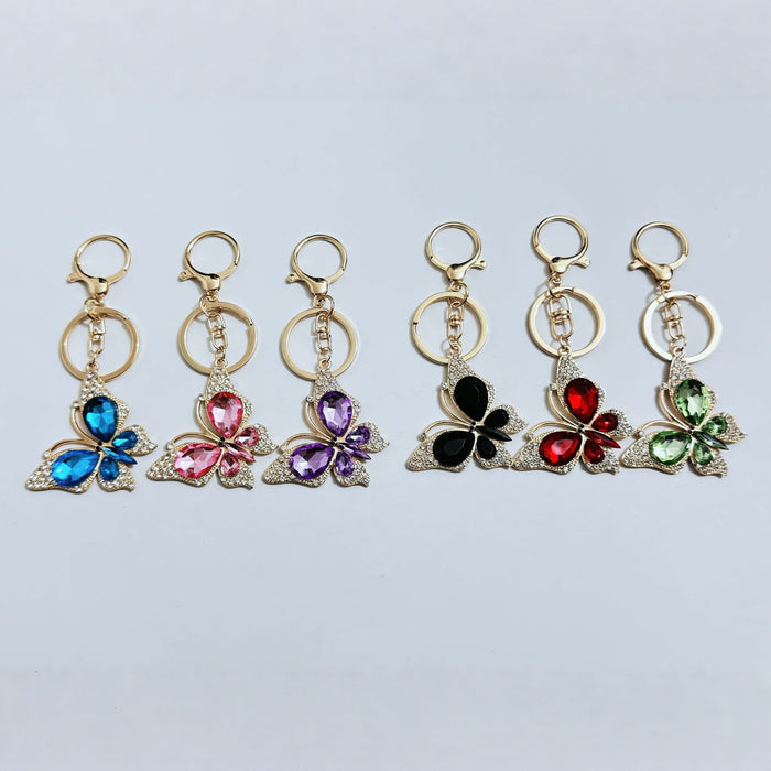 Wholesale Trendy Rhinestone Butterfly Keychain Zinc Alloy Car Key Accessory Gift
