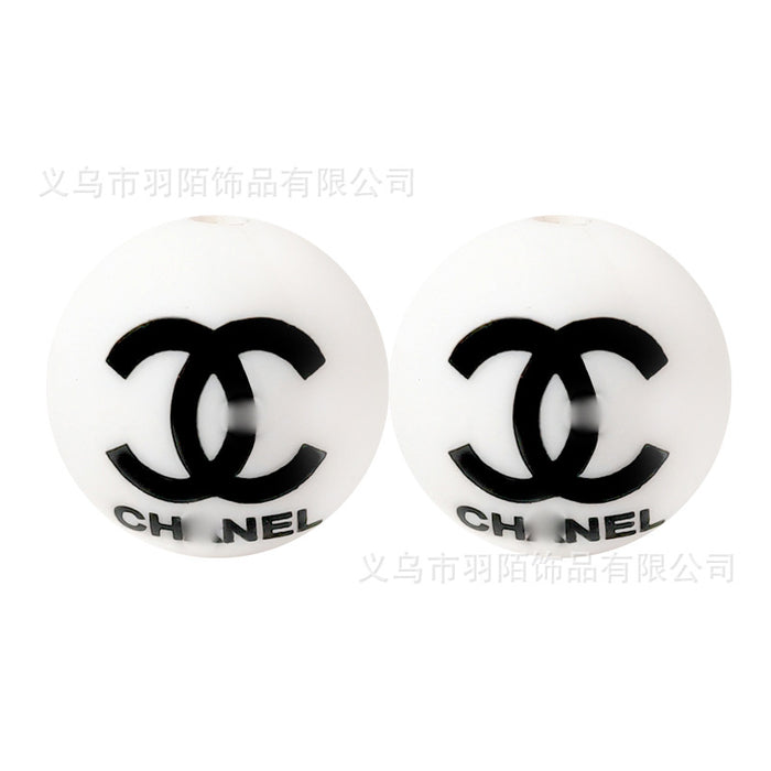 Wholesale 20PCS Round Printed Silicone Beads JDC-BDS-YuMo015