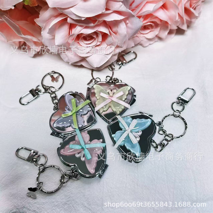 Wholesale Ribbon Heart Bow Mirror Keychain