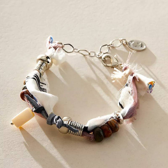Wholesale ]New Fashion Fabric Bracelet Natural Bead Pendant Fabric Knot Bracelet