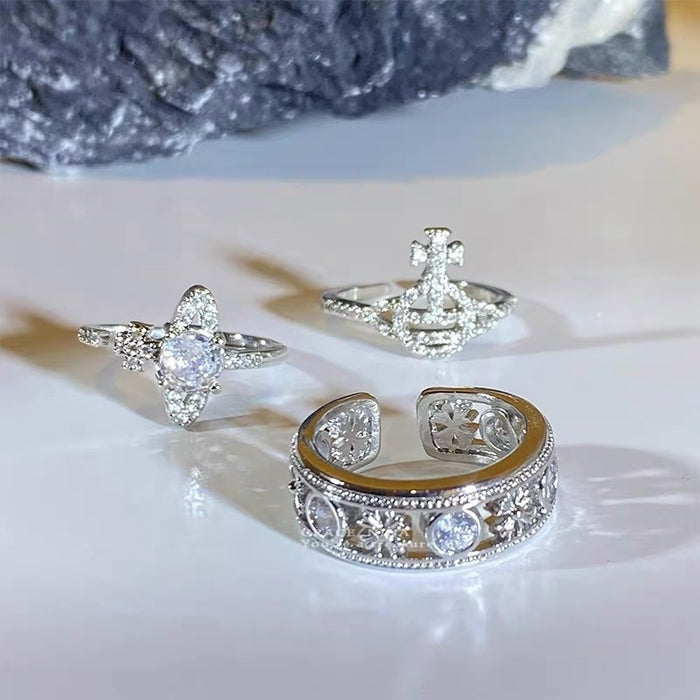 Wholesale Sparkling Diamond Planet Rings Couple Rings