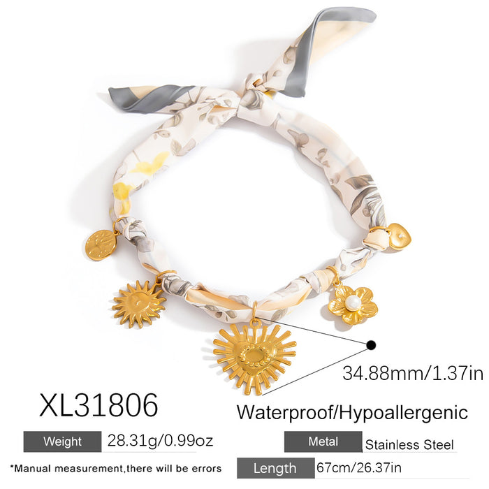 Wholesale Titanium Steel Necklace  Gold Accessible Luxury High-End Sun Flower Silk f Titanium Steel Color-Preserving Clavicle Chain Necklace