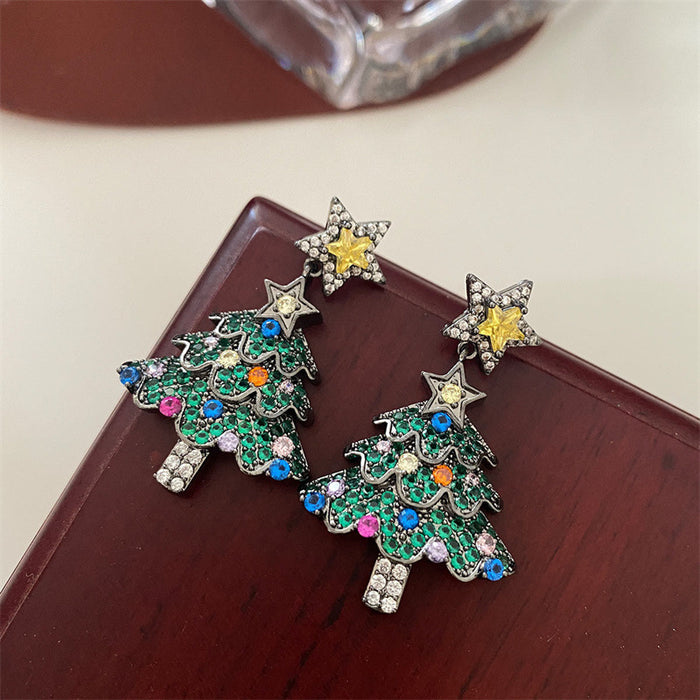 Wholesale Christmas tree-shaped star earrings