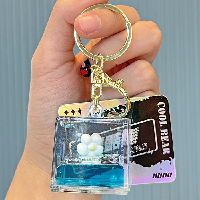 Wholesale Acrylic Flower Quicksand Bottle Keychain JDC-KC-ChaoHe002