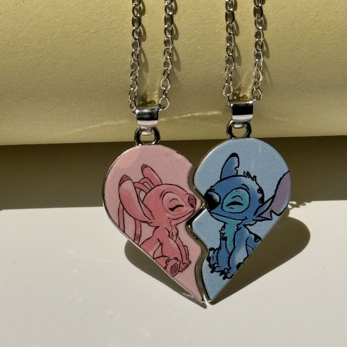 Wholesale Cute Cartoon Heart Magnetic Couple Necklace