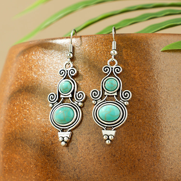 Wholesale 2pcs Bohemian Turquoise Retro Distinctive Earrings