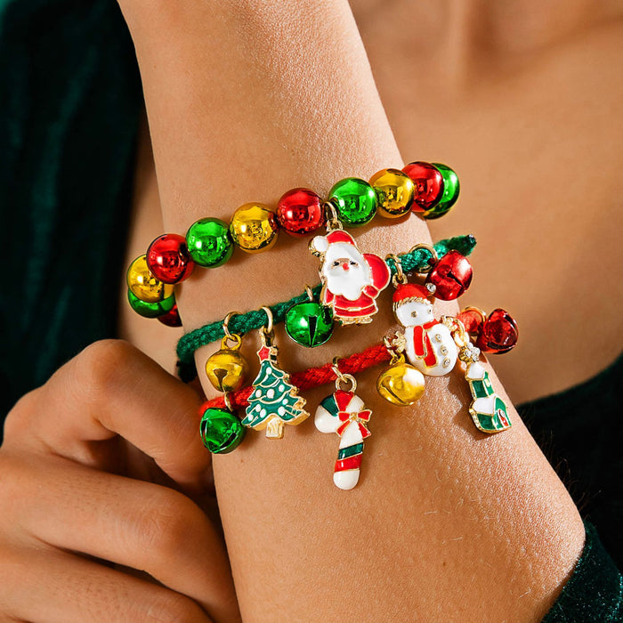 Wholesale Handmade Mixed Material Christmas Bracelet  Tree Bell Design Jewelry Accessory MOQ≥2
