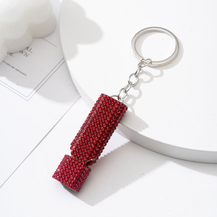 Wholesale Diamond Flat Aluminum Alloy Double-tube Whistle Keychain JDC-KC-ZY027