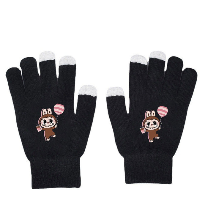 Wholesale Warm Dopamine Printed Knitted Gloves