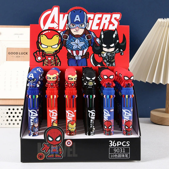 Wholesale 36pcs Halloween Soft Rubber Grip 10-Color Ballpoint Pen Set Cartoon Design