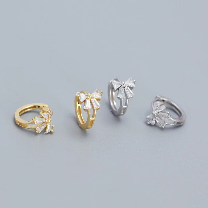 Wholesale Silver Needle Bow Ear Buckle New Round Earrings