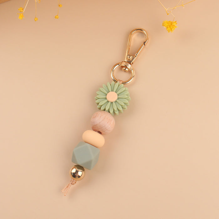 Wholesale Little Daisy Handmade Silicone Beaded Keychain JDC-KC-GuangTian027