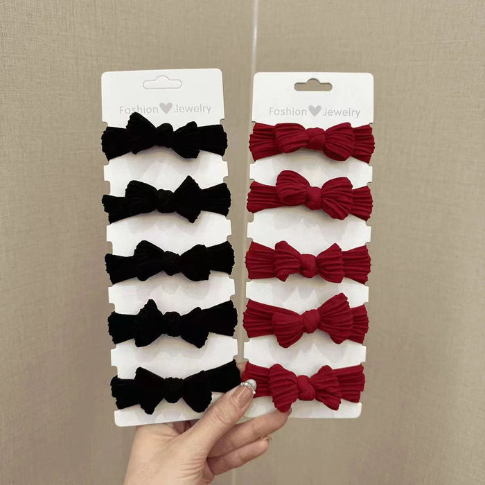 Wholesale New Year Red Bow Hair Cord Ponytail Seamless Thick High Elastic Hair Ring for Girls