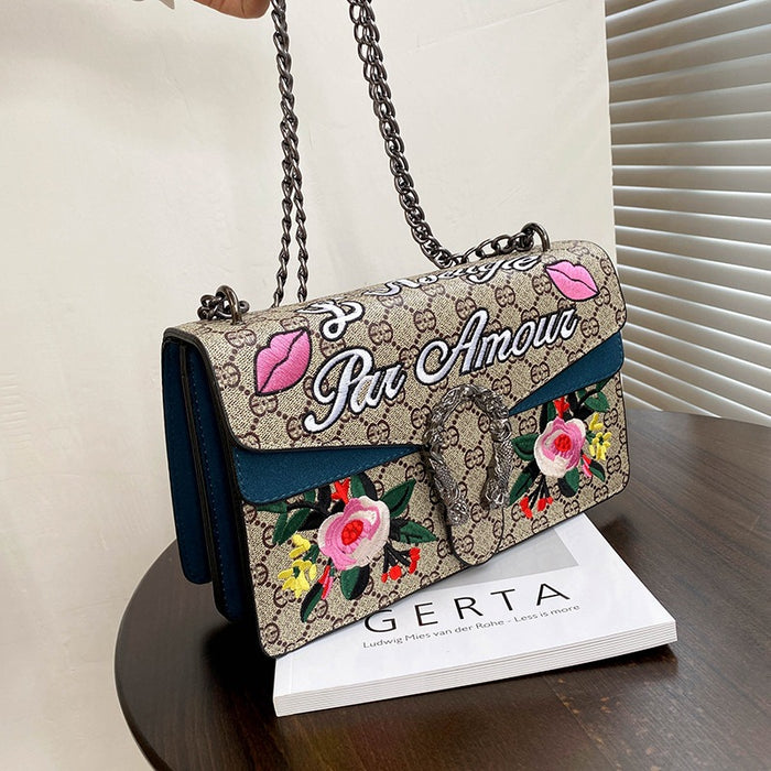 Wholesale shoulder bags Trend cross-body embroidered chain shoulder bag  JDC-SD-FuBo003