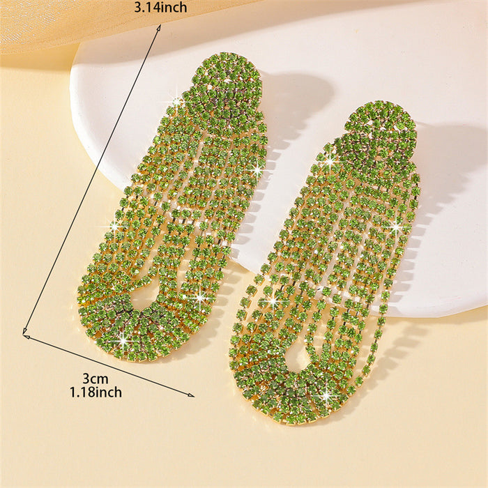 Wholesale Vintage Tassel Sparkly Light Green Rhinestone Statemente Earrings MOQ≥2