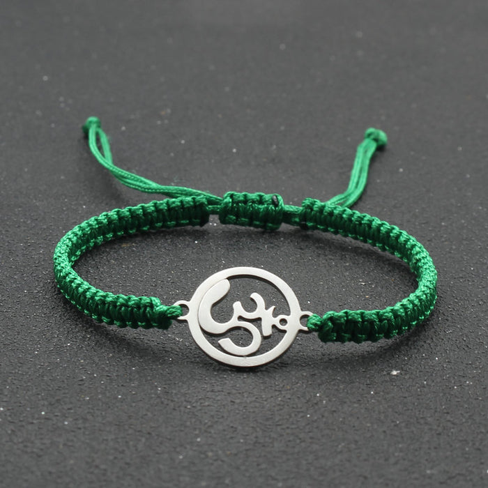 Wholesale  jewelry stainless steel round OM bracelet hand-woven adjustable hand rope