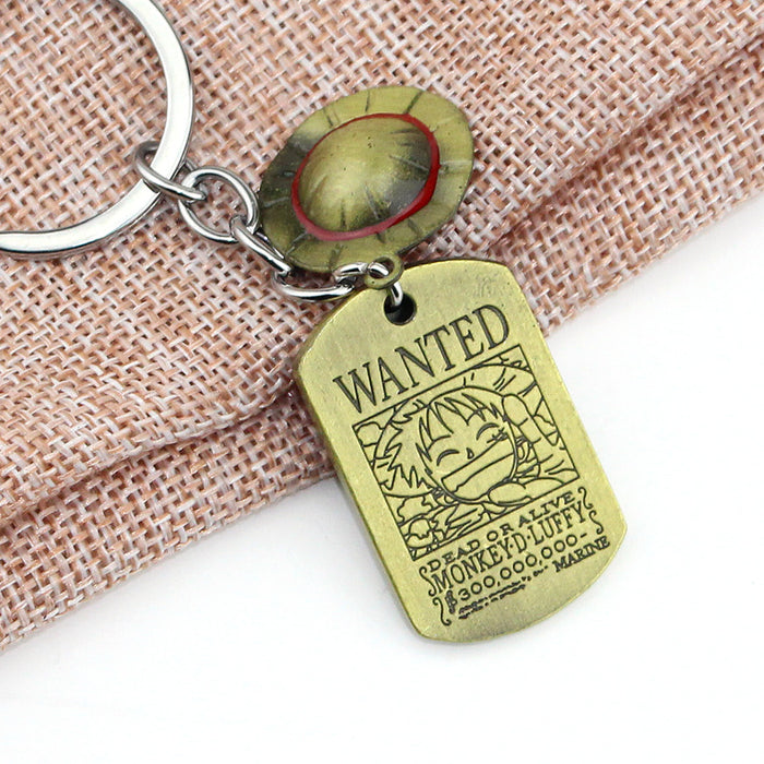 Wholesale Straw hat tag metal keychain