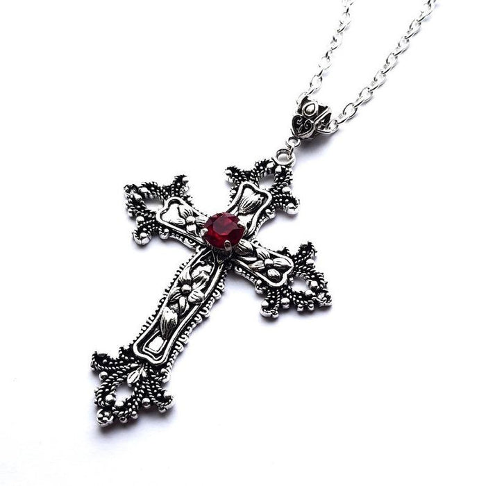 Wholesale Creative Flower Pattern Cross Diamond Necklace