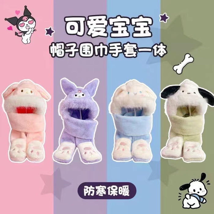Wholesale Winter children' s hat three-piece plush cartoon cute hat f