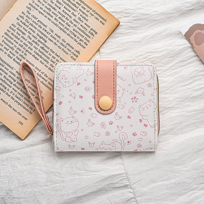 Wholesale Cartoon Folding Zipper Coin Purse Card Holder Wallet All-In-One