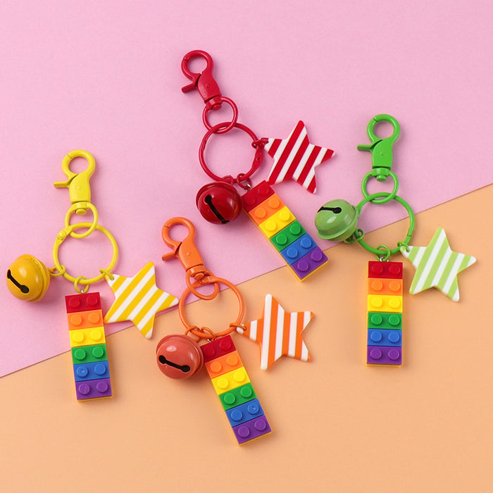 Wholesale Plastic Rainbow Building Block Keychain JDC-KC-CYa012