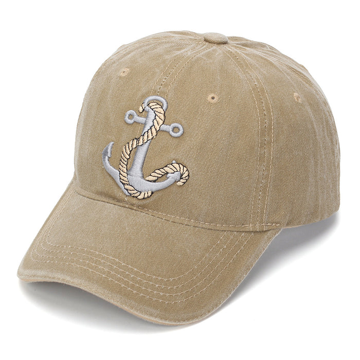 Wholesale Vintage Washed Baseball Cap with Anchor Embroidery Navy Blue Summer Sun Protection Hat