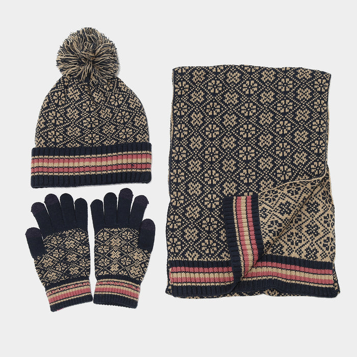 Wholesale Winter men's and women's jacquard knit hat set