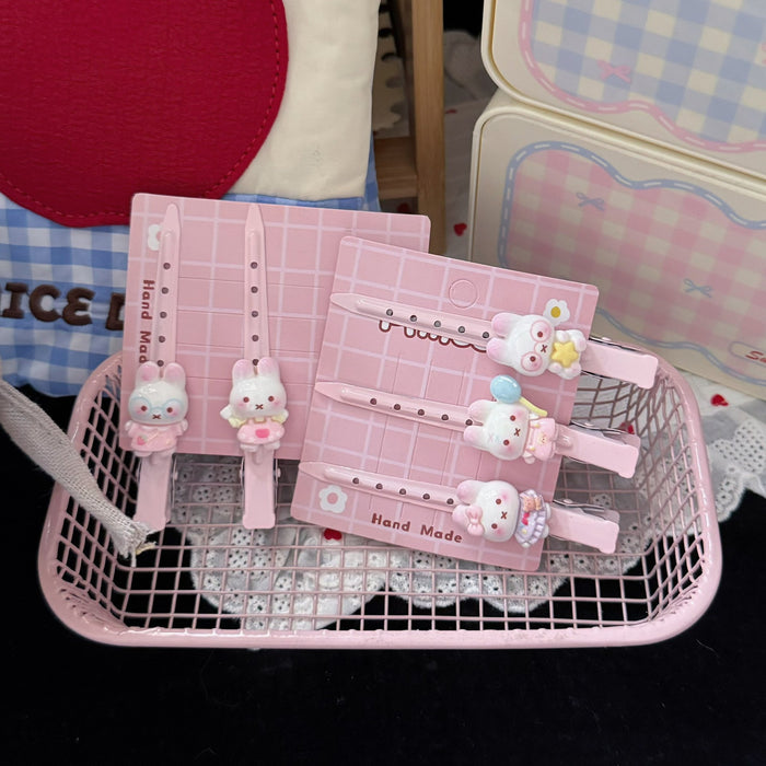 Wholesale Resin Bunny Duckbill Hair Clip Cute Kawaii Pink Barrette For Girls Stylish Hair Accessory Boutique Resale