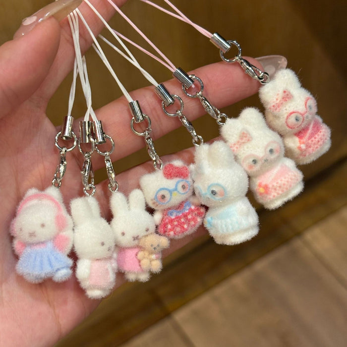 Wholesale Flocked Cat Phone Charm &  Keychain