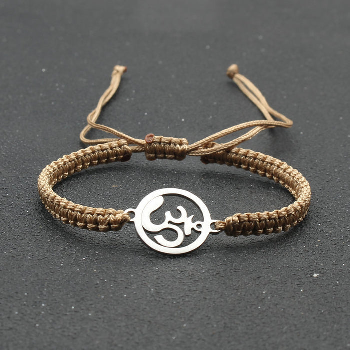 Wholesale  jewelry stainless steel round OM bracelet hand-woven adjustable hand rope