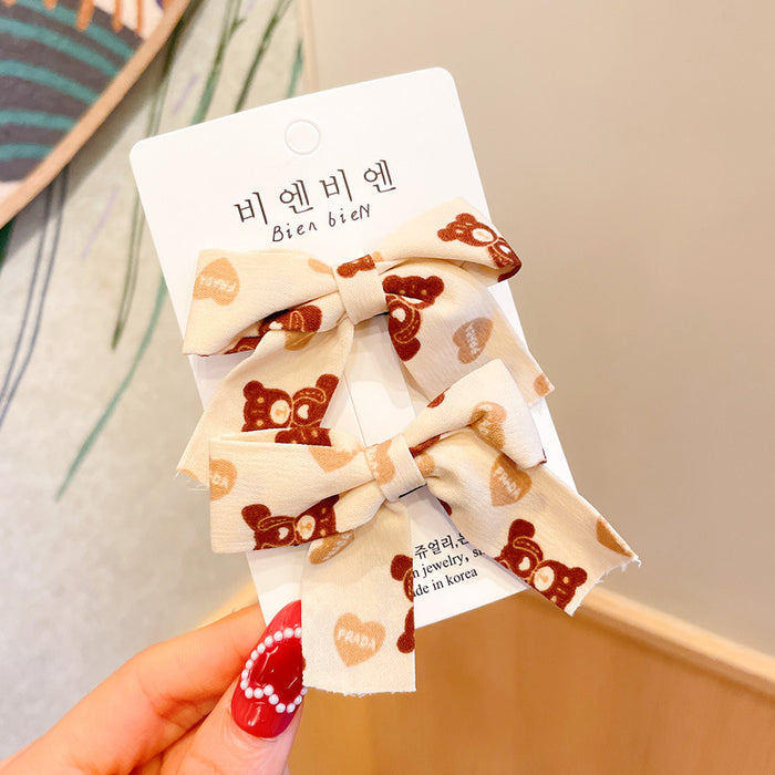Wholesale Internet Celebrity Milk Curry Color Bear Bow Hairpin