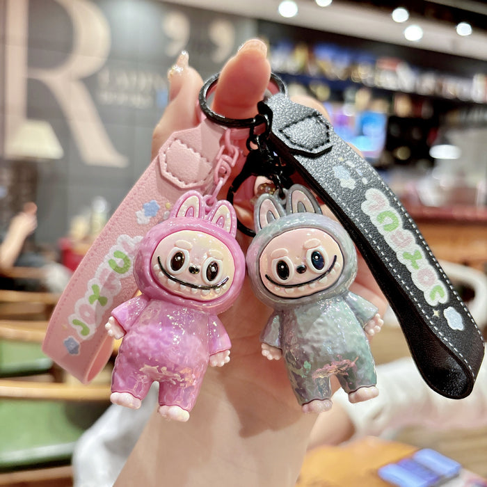 Wholesale Cartoon Keychain Pendant Cute PVC Leather Rope Silicone Doll Couple Bag Pendant Gift
