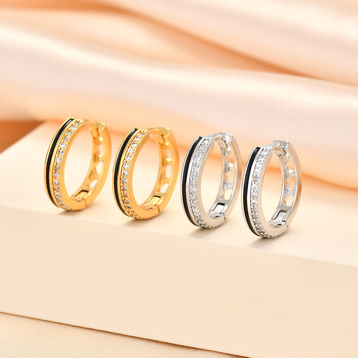 Wholesale Vintage personalized diamond studded earrings with a high-end feel and temperament, ear buckles with niche design, and earrings