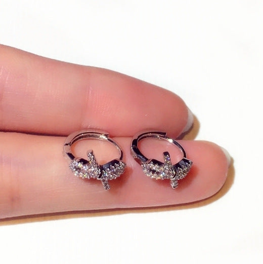 Wholesale Subtle high-end ear buckle earrings with simple zirconium inlay bow temperament earrings for women