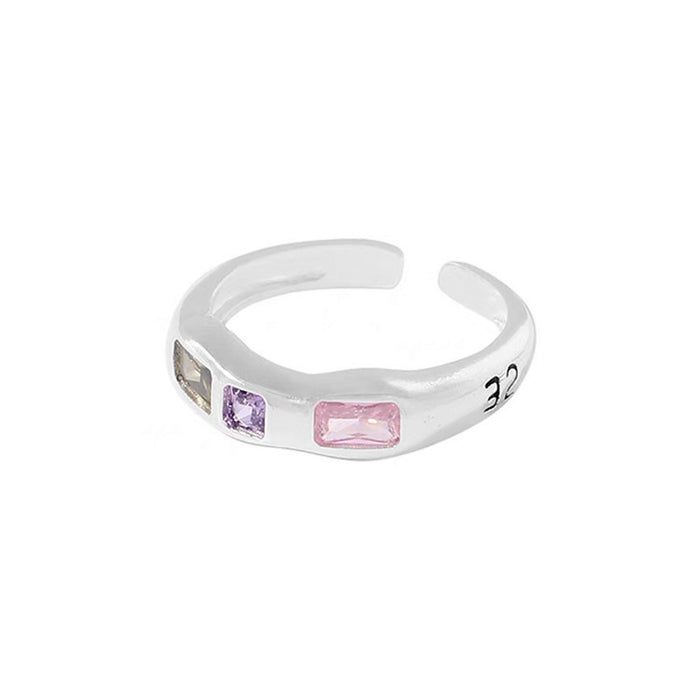 Wholesale Irregular alloy metal colored zircon heart ring, niche retro personality, simple and versatile temperament ring