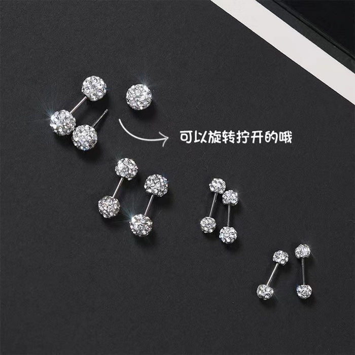 Wholesale Double-headed spiral diamond ball earrings