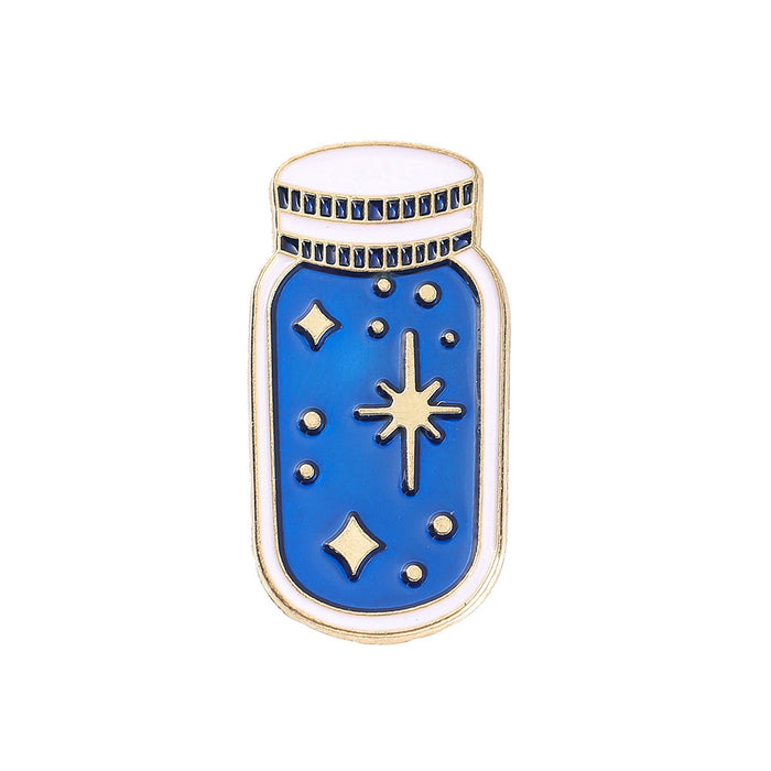 Wholesale Metal Wishing Bottle Brooch Starry Sky Cartoon Design Electroplated Finish Stylish Bag Pin For Students And Everyday Use