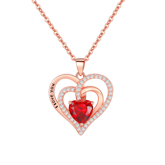 Wholesale Heart necklace Women's  Valentine's Day gift love rose necklace Double Layer Love