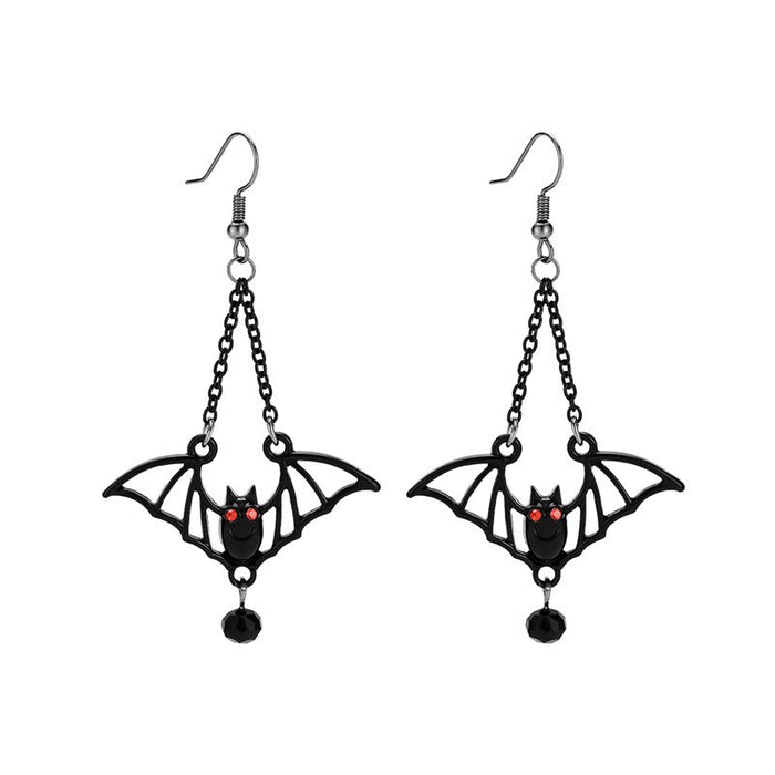 Wholesale Alloy Halloween Gothic Black Bat Earrings JDC-ES-HengX004