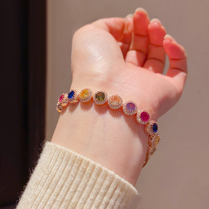 Wholesale Rainbow Round Zircon Bracelet Jewelry Accessory
