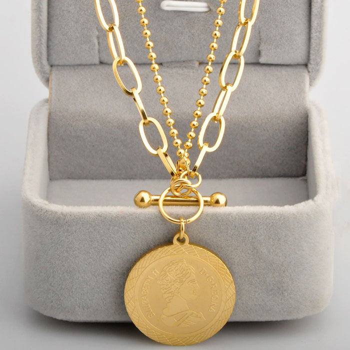 Wholesale  steel beauty head necklace sweater chain